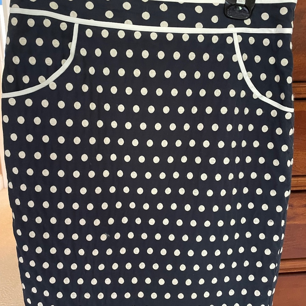 Blue and white pencil skirt